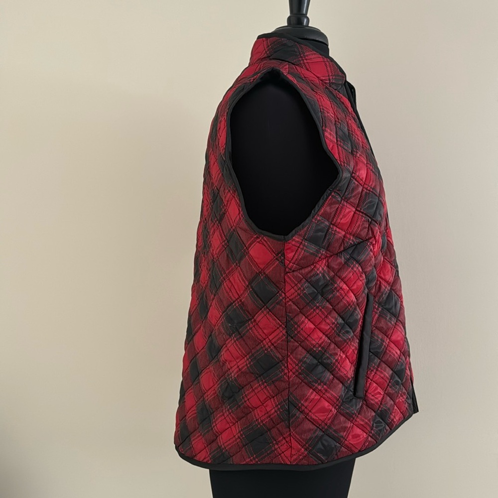 Karen Scott Petite Plaid Lightweight Puffer Vest EUC Size PXL - Picture 7 of 9
